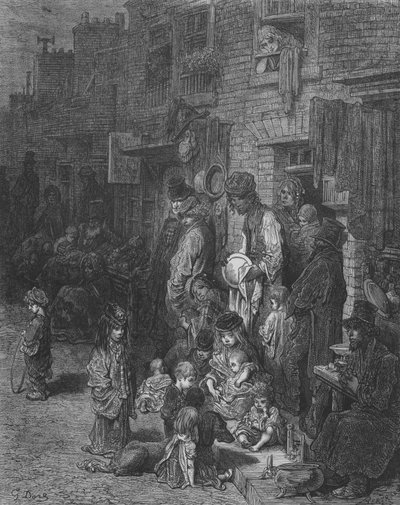 Eine Straße in Whitechapel von Gustave after Dore